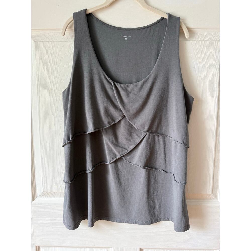 Garnet Hill Gray Layered Ruffle Tank Top Size XL‎ Soft Coquette Boho Capsule
